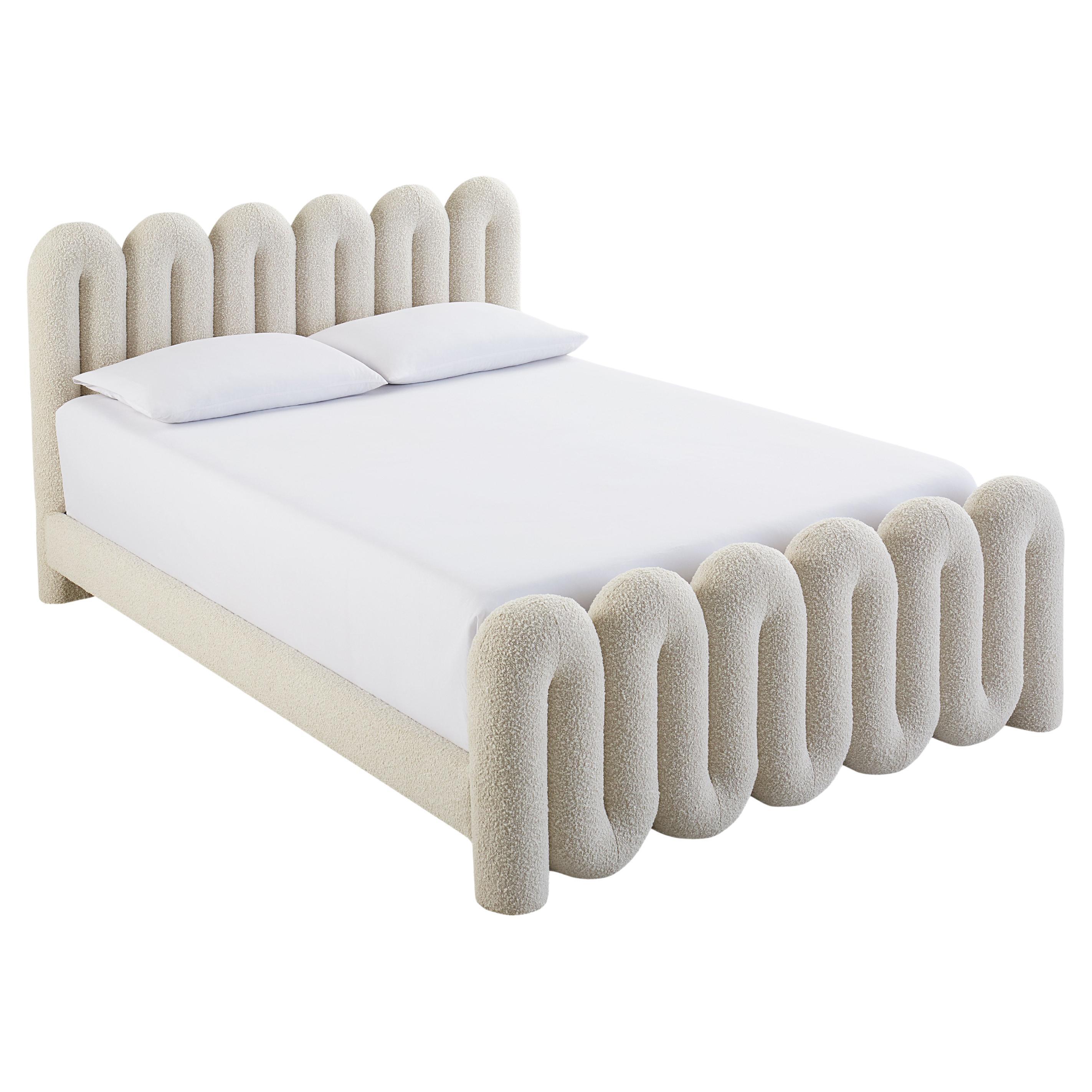 Serpentine Upholstered Queen Bed For Sale