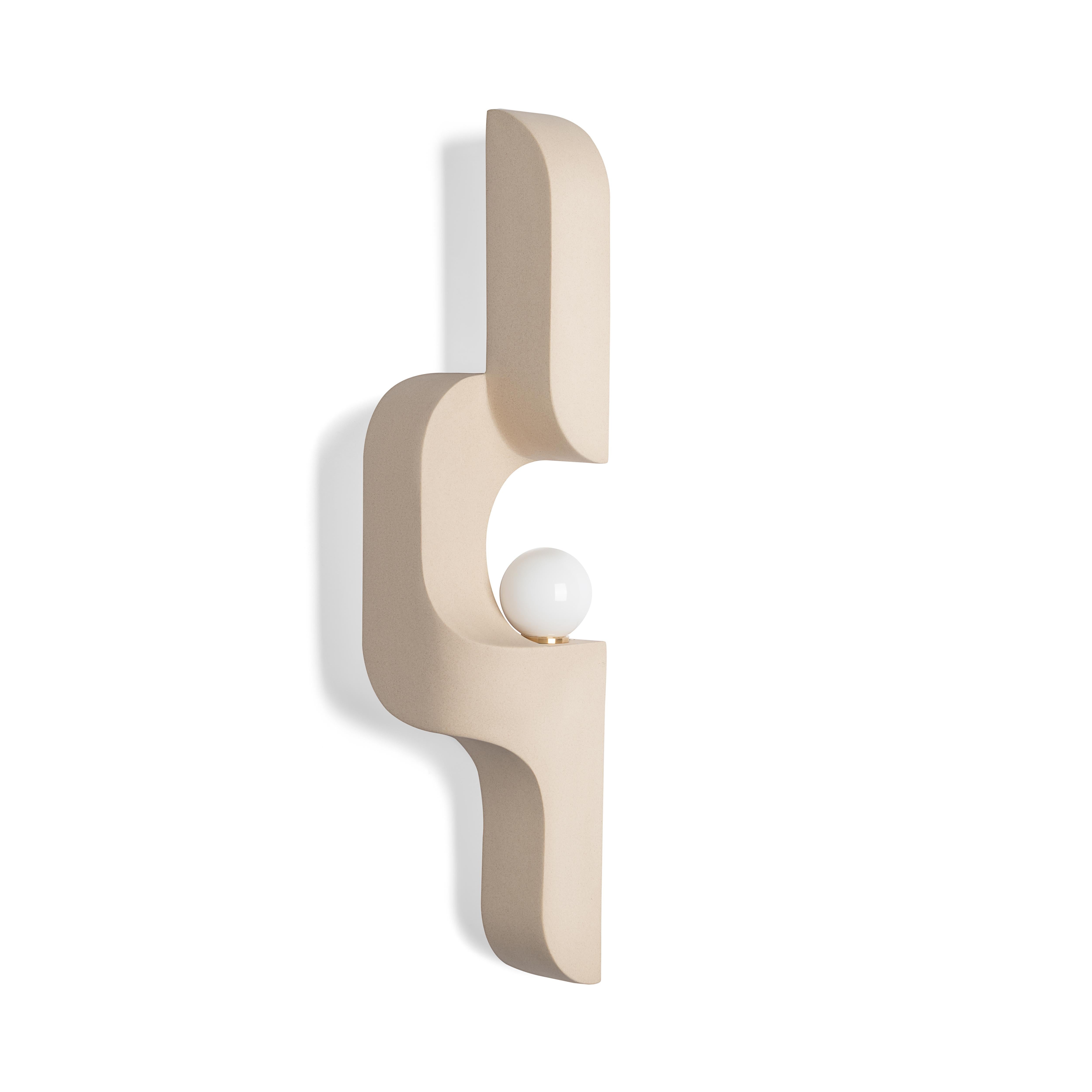 American Serpentine Vertical Ceramic Wall Sconce - Single For Sale