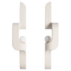 Serpentine Vertical Stone Wall Sconce - Mirrored pair