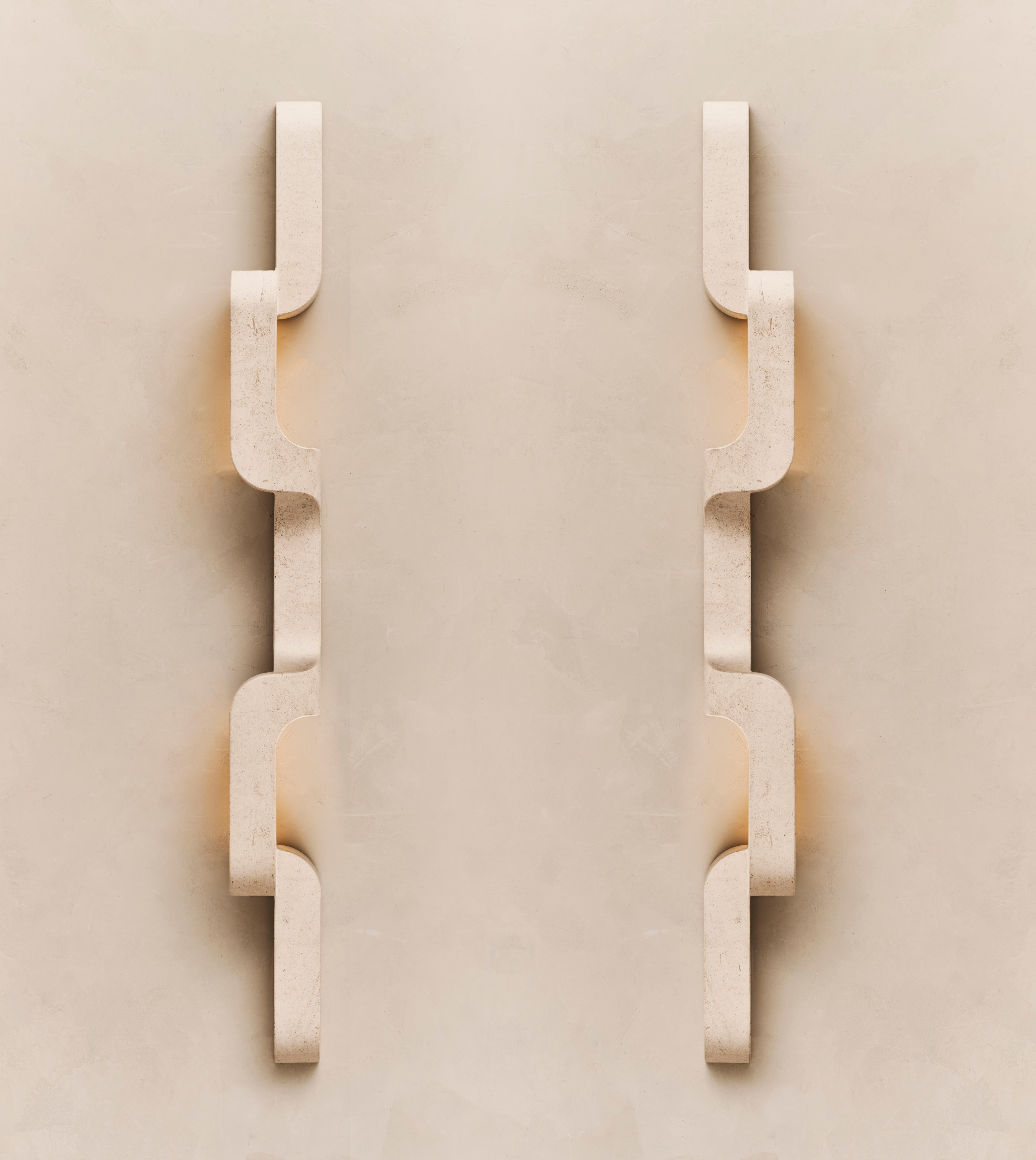 American Serpentine XL Vertical Stone Wall Sconce - Pair For Sale