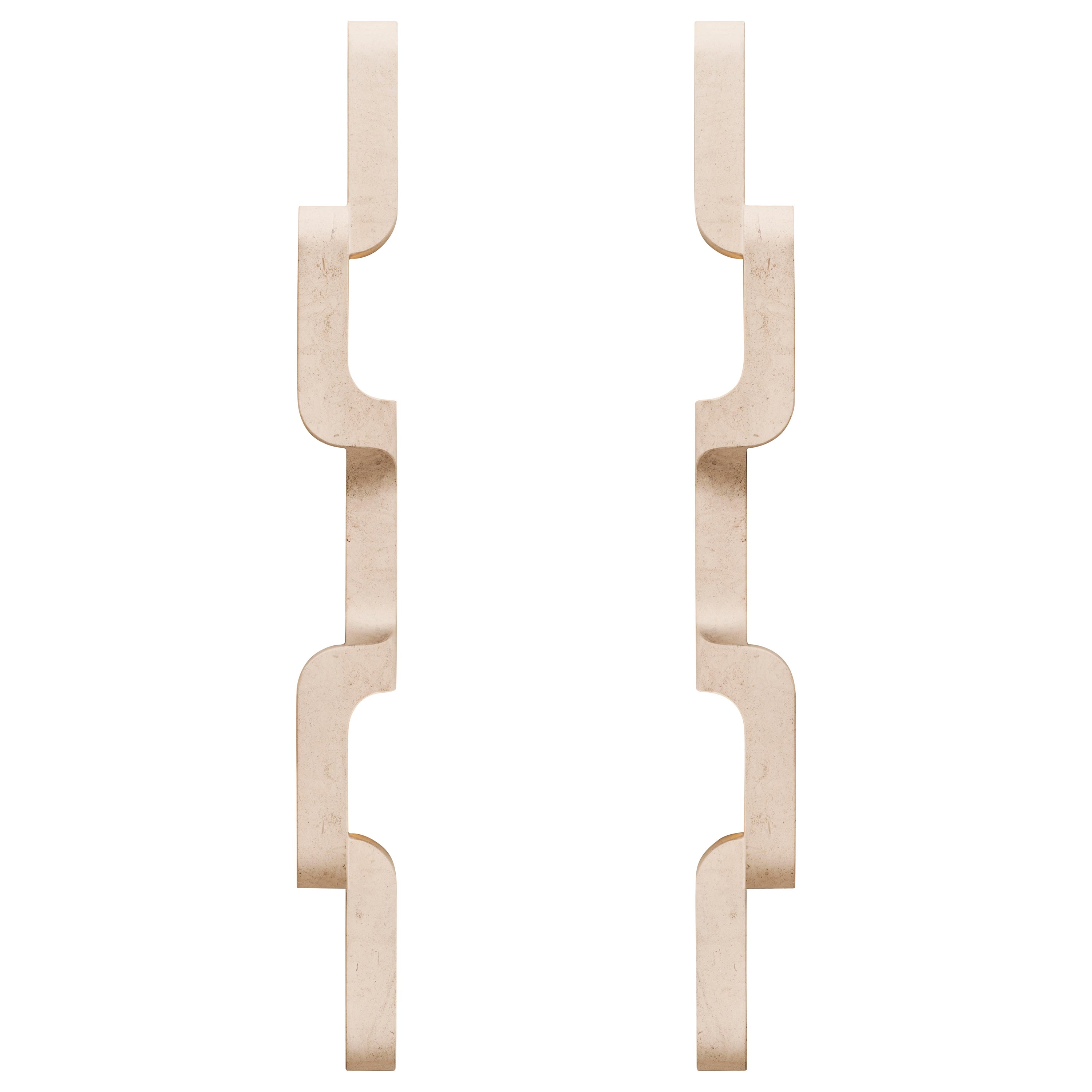 Serpentine XL Vertical Stone Wall Sconce - Pair
