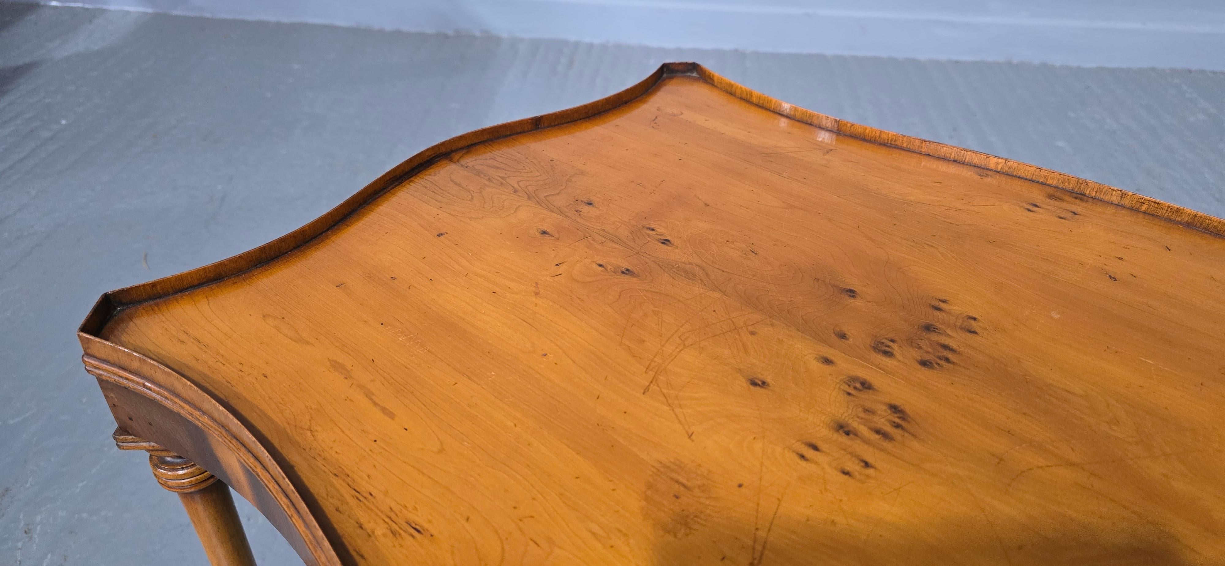 Queen Anne Serpentine Yew Wood Coffee Table For Sale