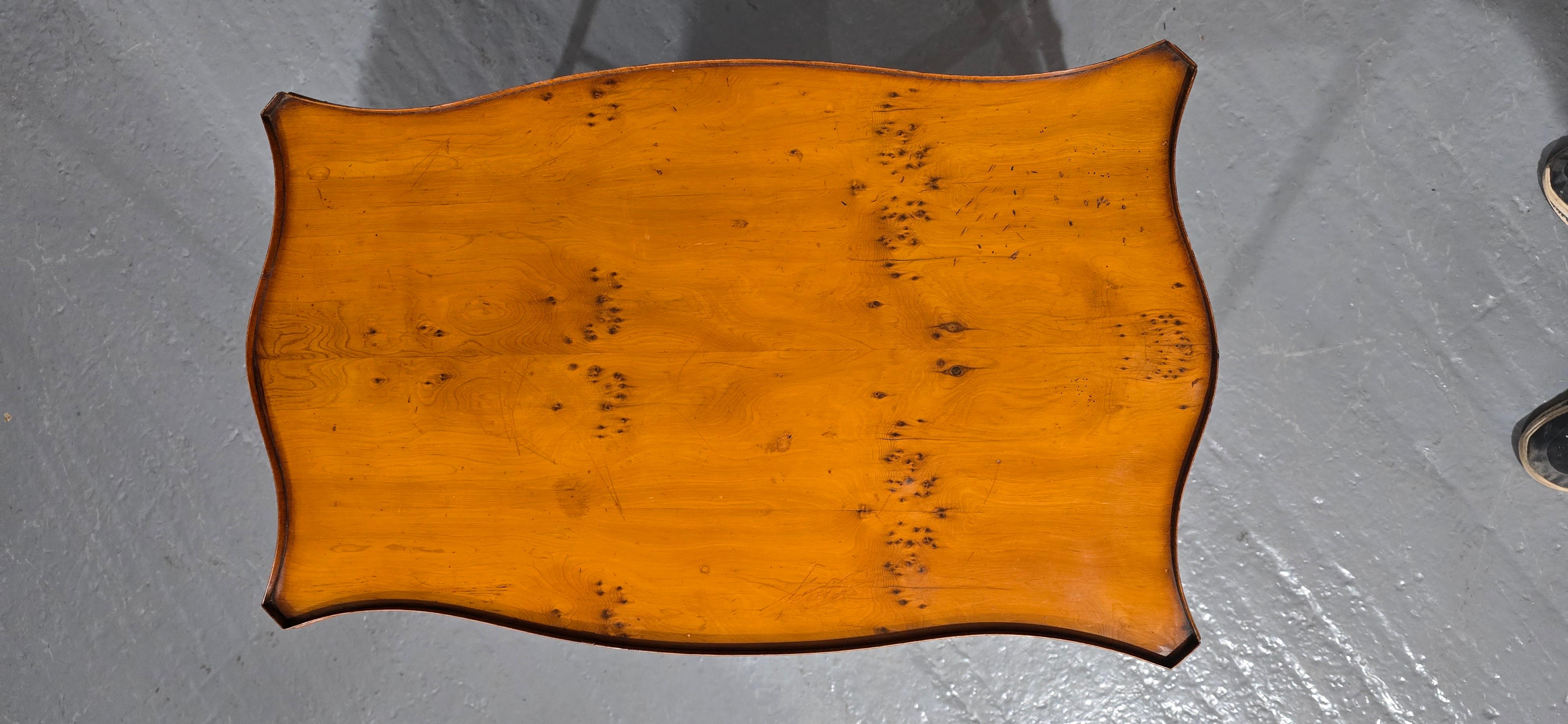 Serpentine Yew Wood Coffee Table For Sale 1