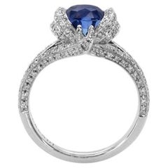 Serpentined Blue Sapphire Ring – 2.53ct Untreated Blue Sapphire