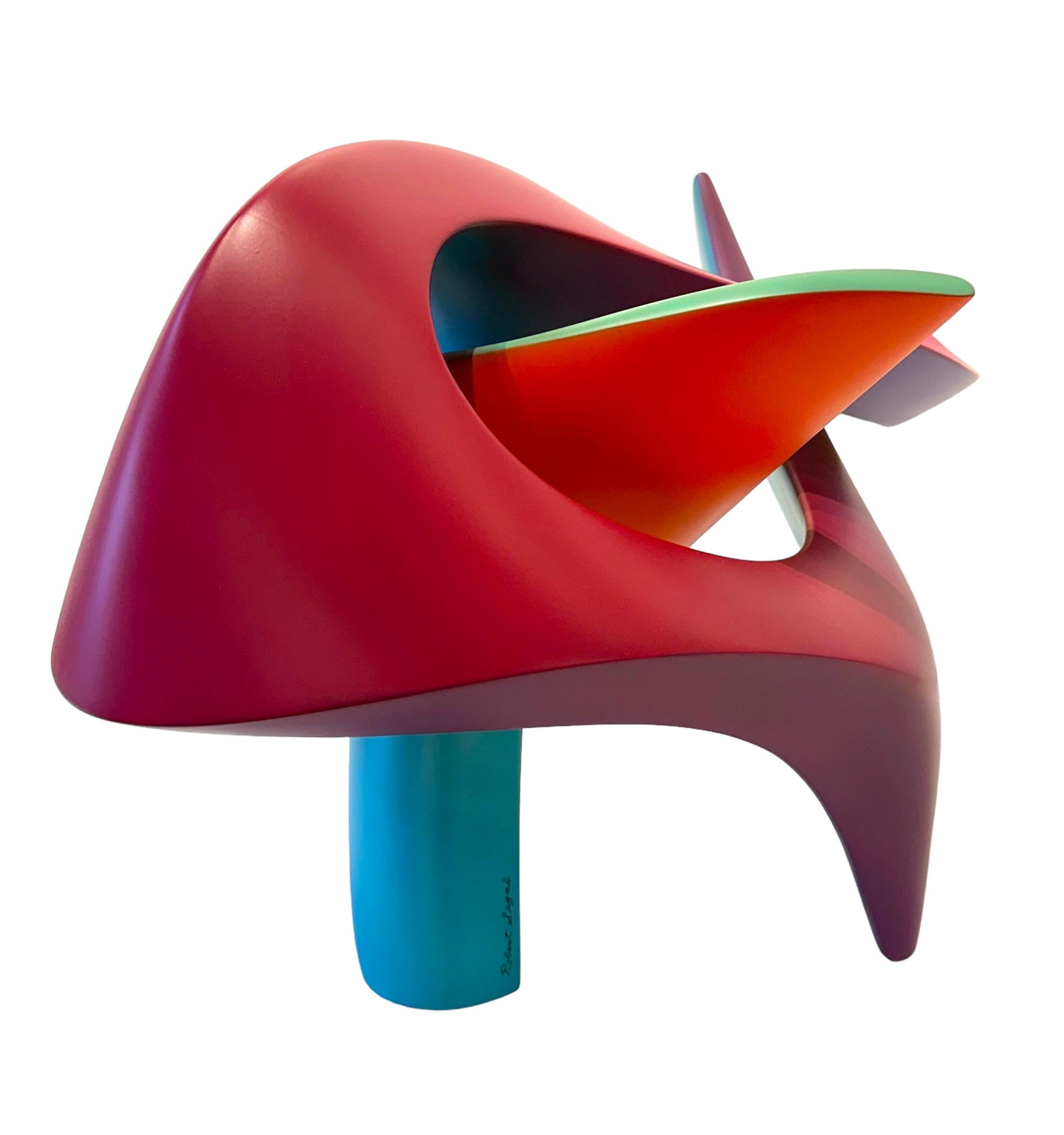 Abstrakte Skulptur einer Schlange, leuchtend farbige, ineinander verschlungene geometrische Form (Moderne) im Angebot