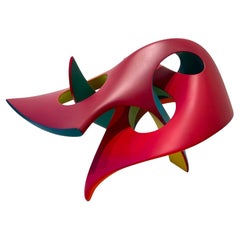 Serpent's run, Abstract Sculpture, Brightly Colored Intertwined Geometric Form
