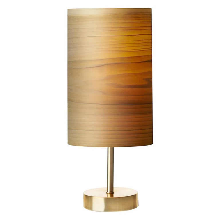 SERRET Brushed Brass Table Lamp and Custom Poplar Wood Shade 1