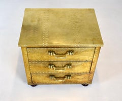 Serried Spain Brass Clad Chest, Nightstand, 1970's