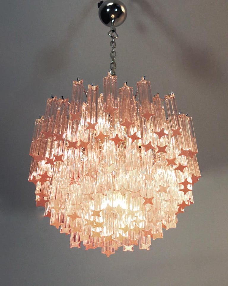 Sert 6 Italian Chandeliers Made by 107 Crystal Prism Quadriedri, Murano For Sale 8