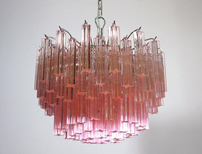 20th Century Sert 6 Italian Chandeliers Made by 107 Crystal Prism Quadriedri, Murano For Sale