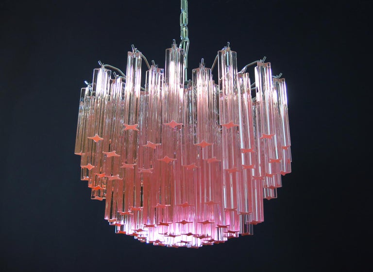 Sert 6 Italian Chandeliers Made by 107 Crystal Prism Quadriedri, Murano For Sale 3
