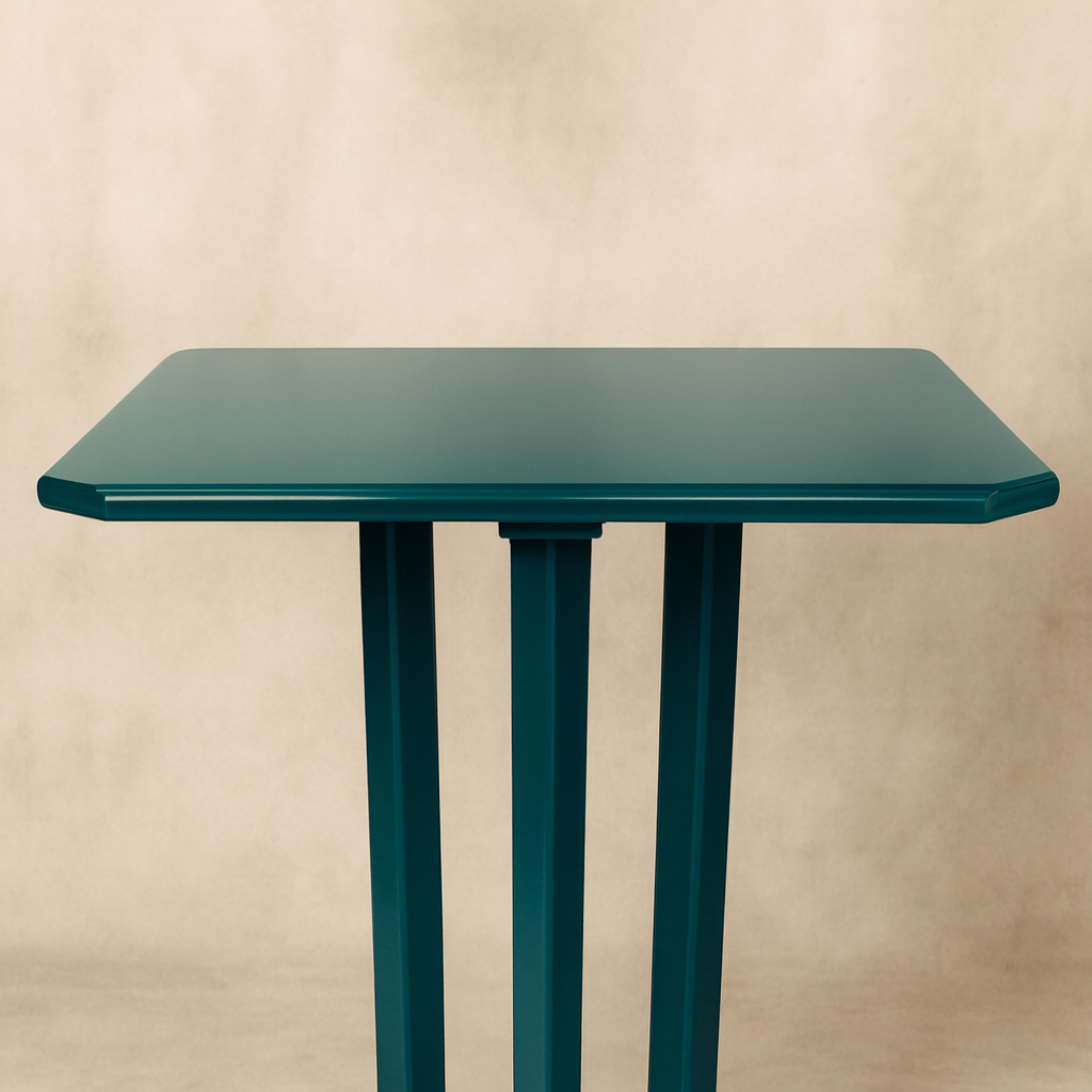 Sert of 4 Art Deco Blue Peacock Color Walnut Bistro Coffee Table, XX secolo In condizioni buone in vendita a Lisbon, PT