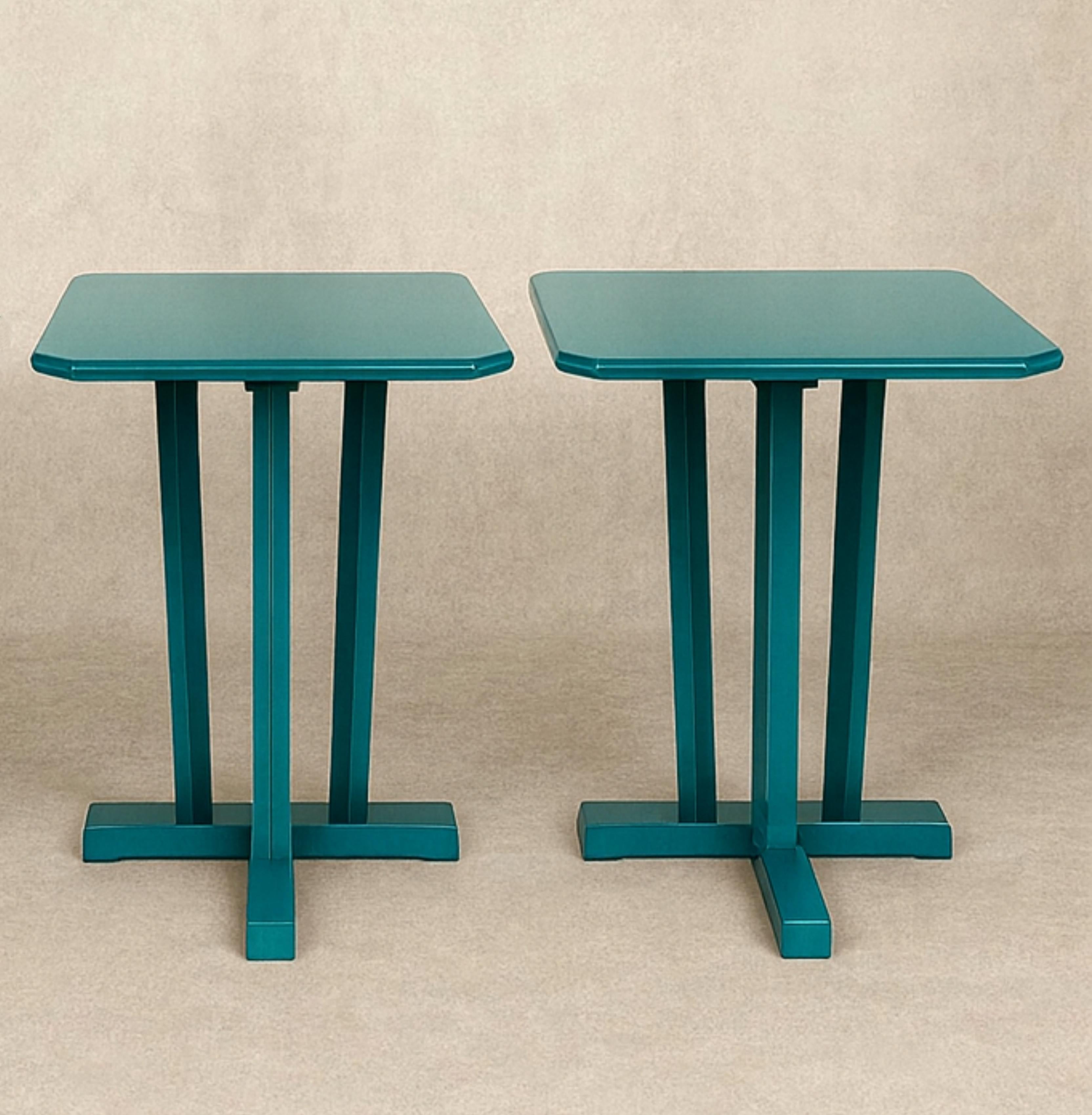 Sert of 5 Art Deco Blue Peacock Color Walnut Bistro Coffee Table, XX secolo in vendita 3