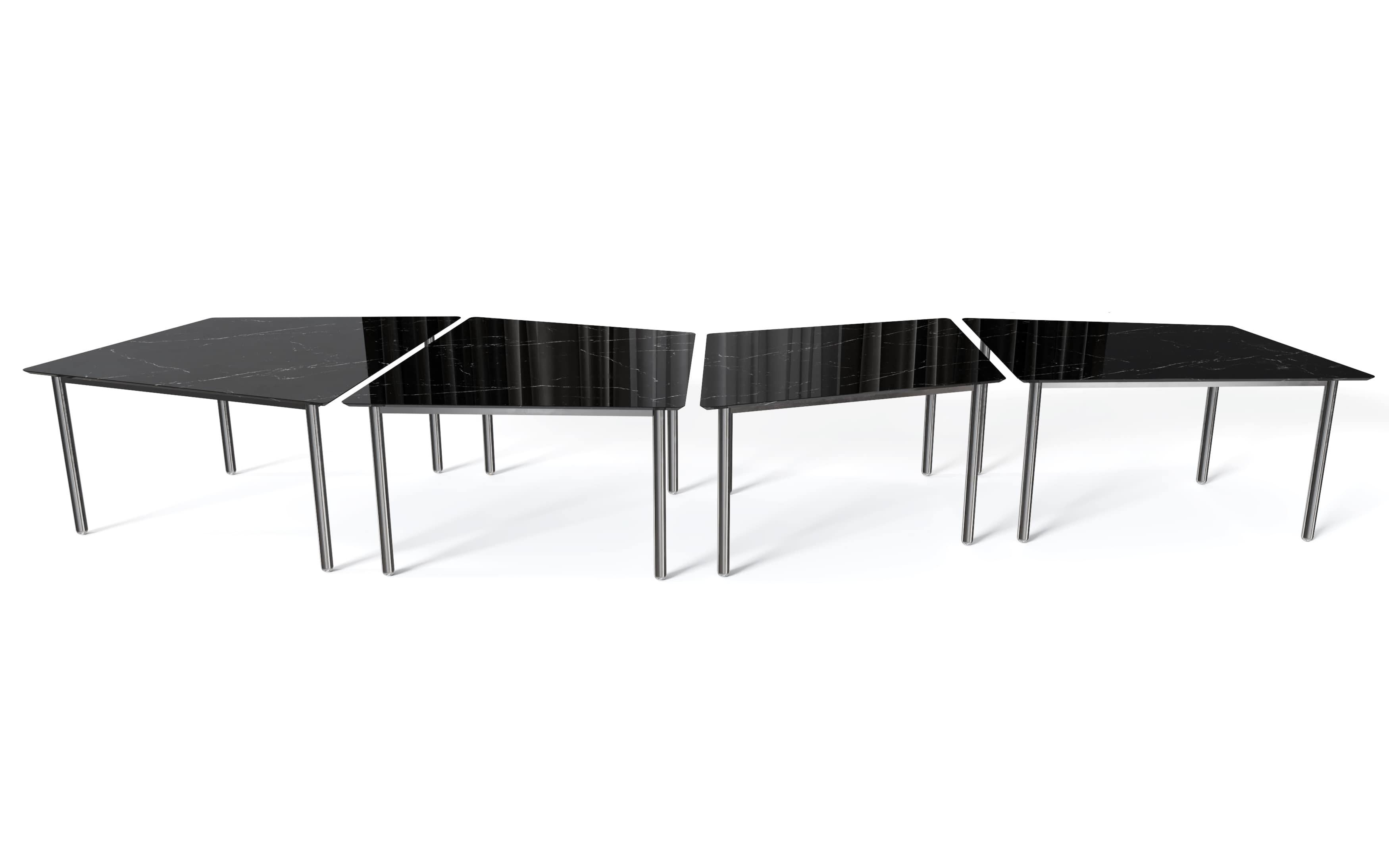 Modern Sertão Carrara and Nero Marquina Marble Dining Table by Tiago Curioni and Konus For Sale