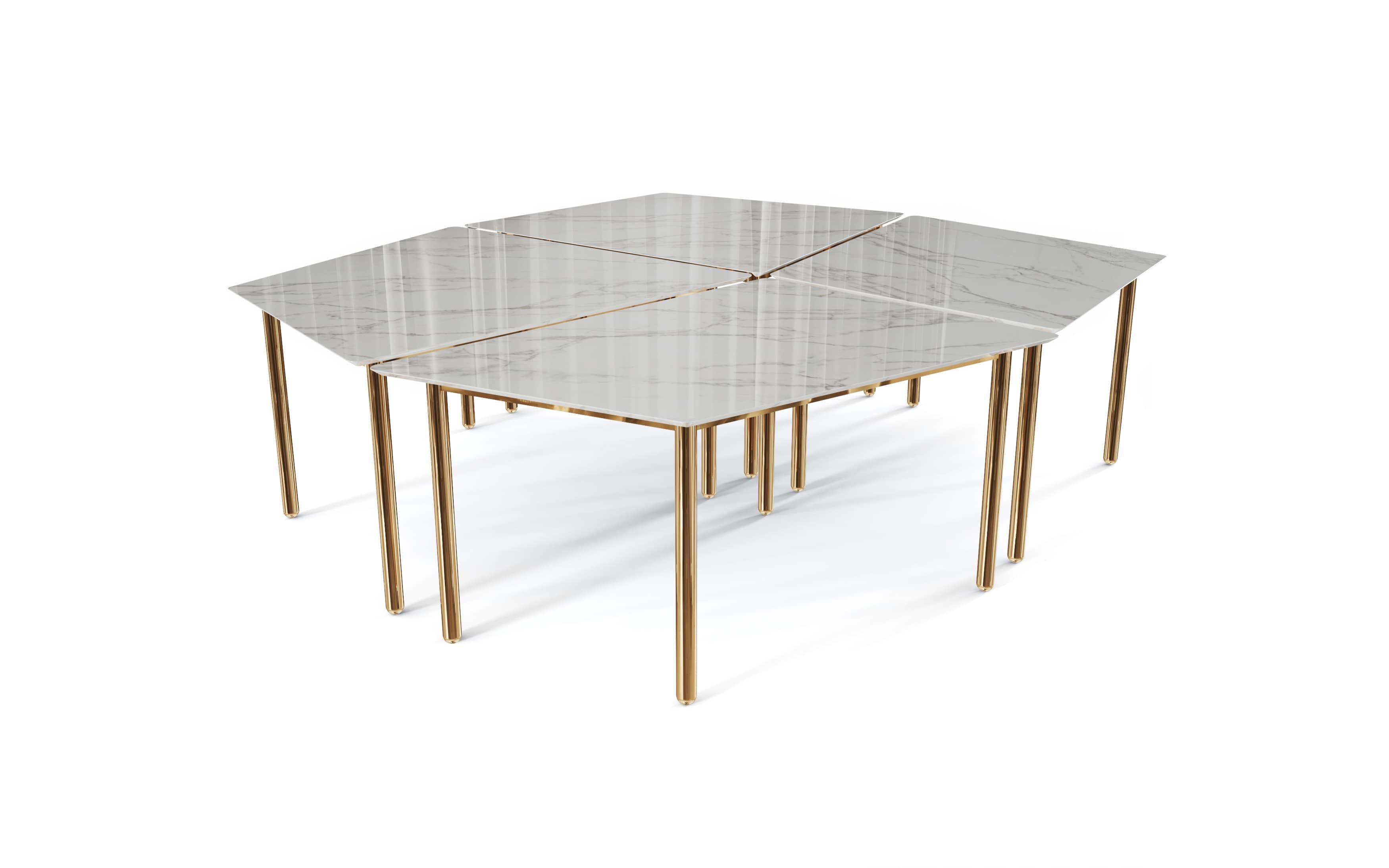 Sertão Carrara and Nero Marquina Marble Dining Table by Tiago Curioni and Konus For Sale 1