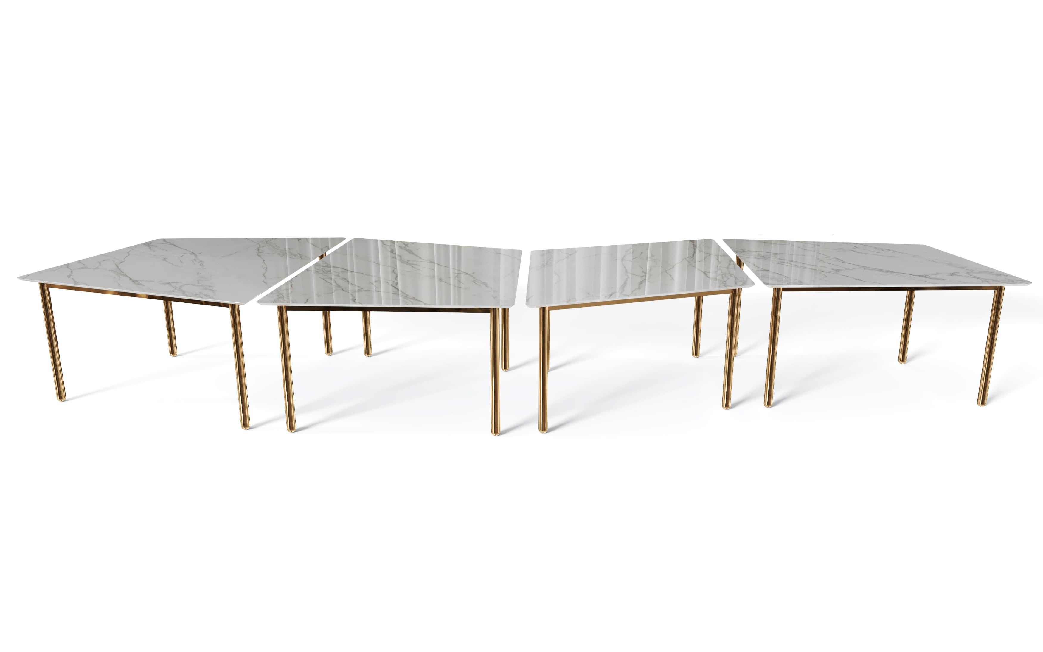 Sertão Carrara and Nero Marquina Marble Dining Table by Tiago Curioni and Konus For Sale 2