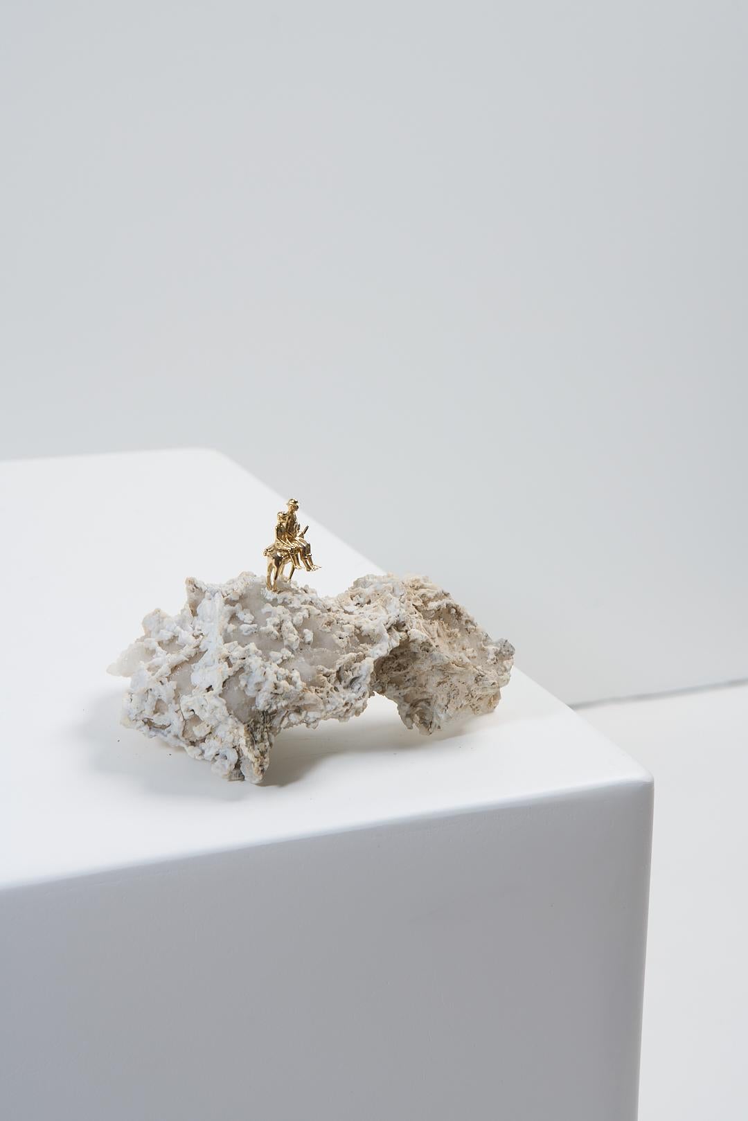 Minimalist Sertão Series, N803 Calcite Family on Donkey Table Sculpture For Sale