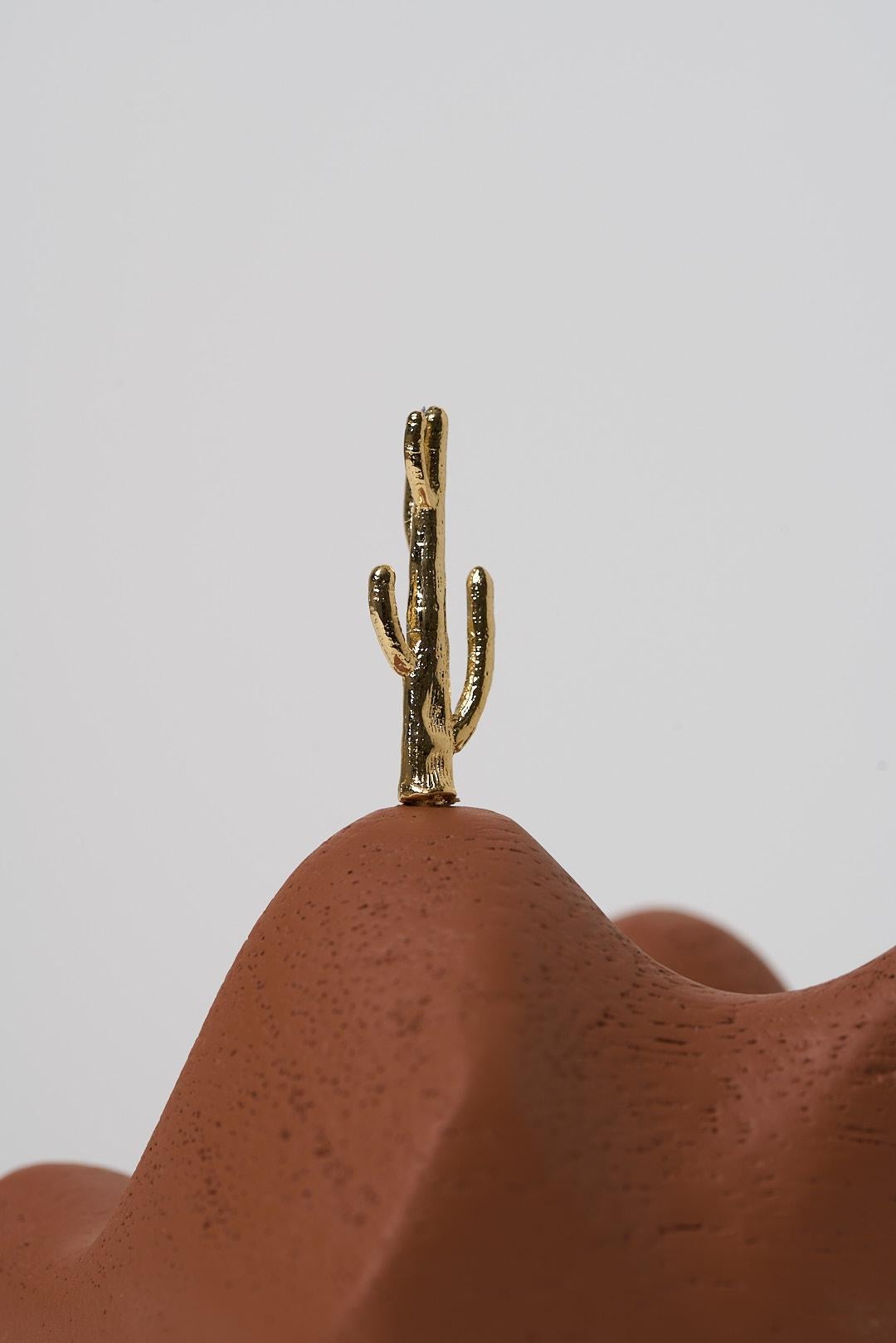 Sertão Serie, Holz und Messing Kaktus Skulptur in Acryl-Box im Angebot 1