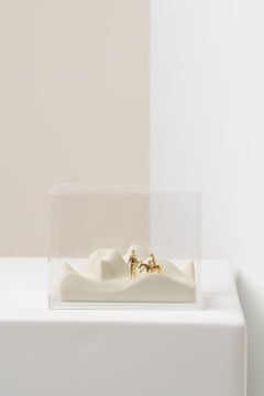 Sertão Series, Wood and Brass Donkey on Leash Sculpture in Acrylic Box