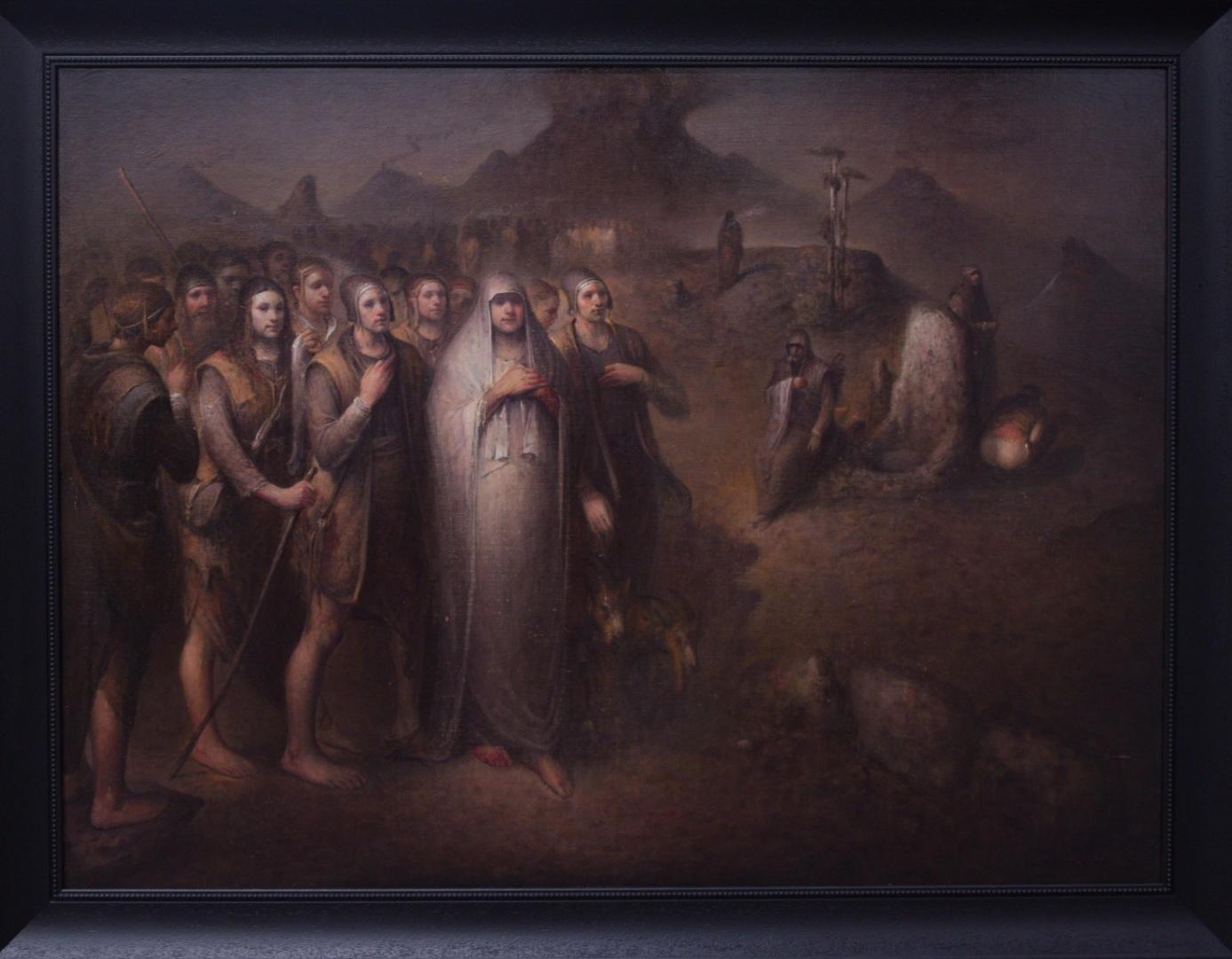 Figurative Painting di Sertap Yegin - Quelli del passato - Colori pittura ad olio figurativa Marrone Rosso Arancione Nero Pallido