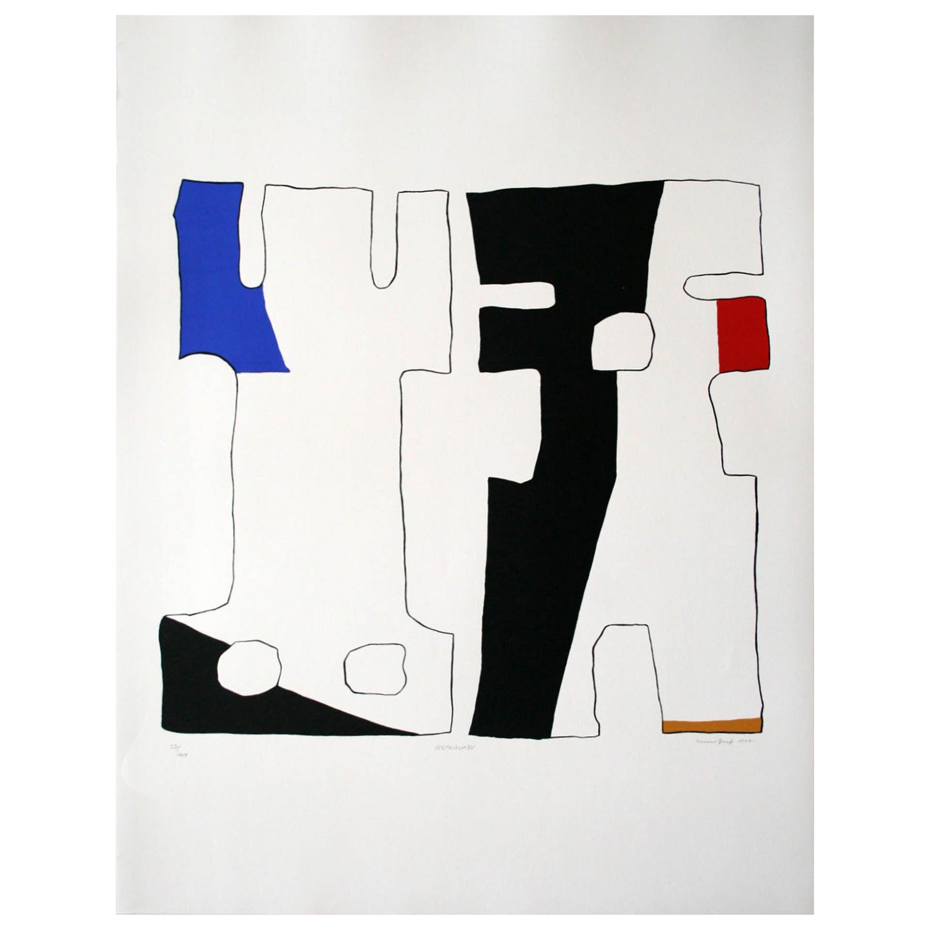 "SERTWISWABU" Original Bauhaus Artist Linocut Print, Signed Werner Graeff For Sale