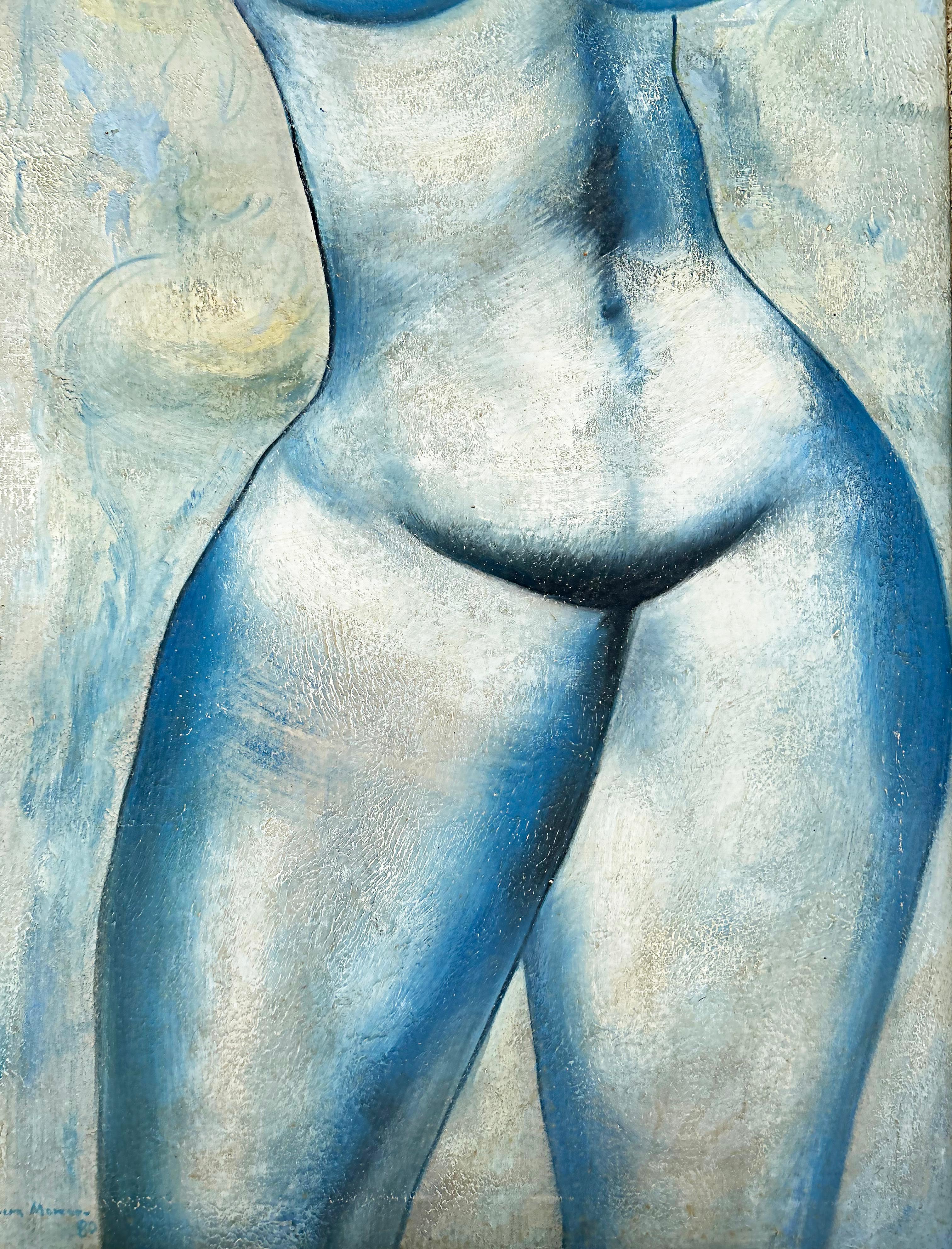 Hand-Painted Servando Cabrera Moreno Cuban Painting Untitled, Desnudo COA signed, dated 1980 For Sale