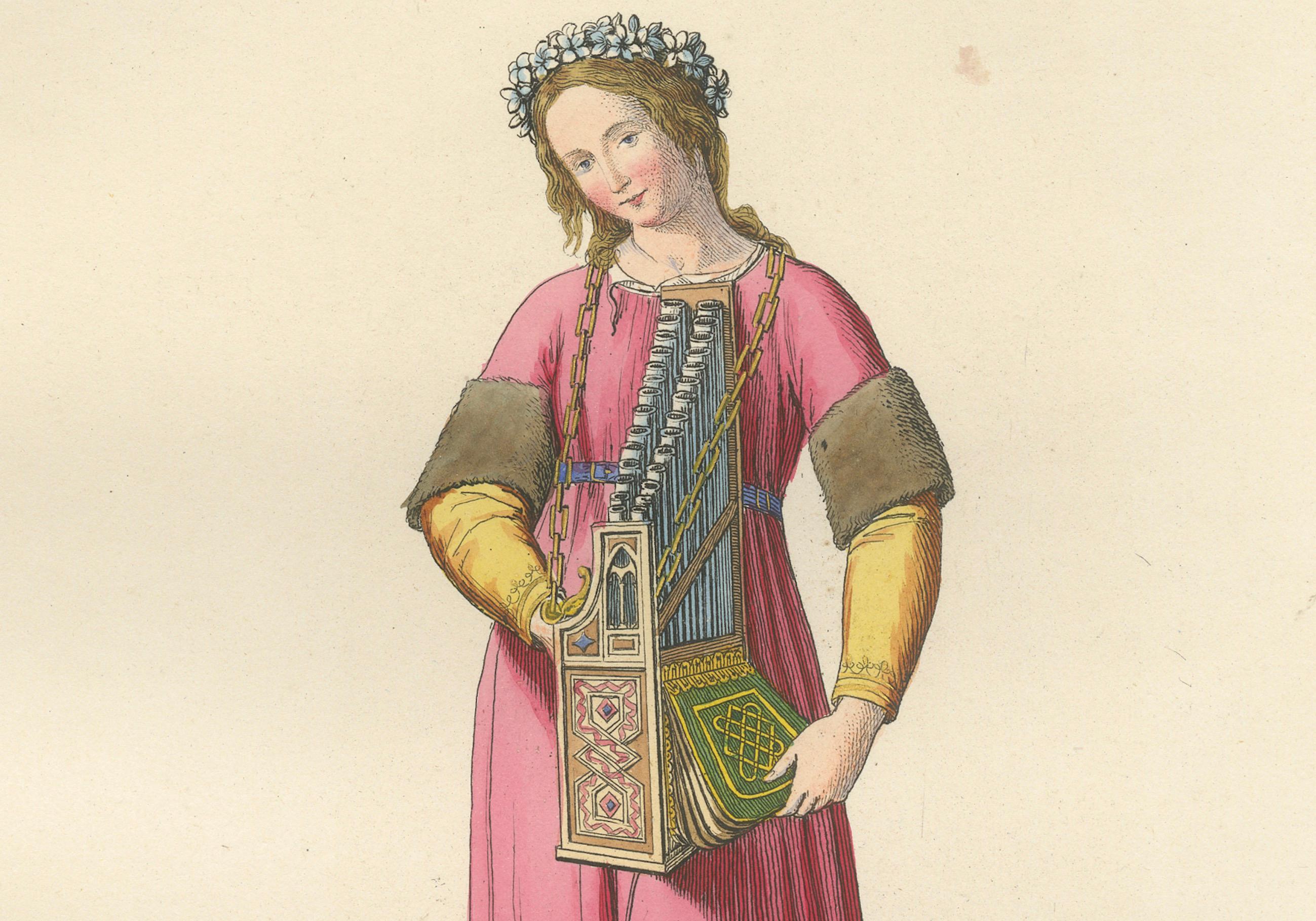 Servant, Dominican Nun and Young Lady in Traditional Italian Dress - 1845 Print In Good Condition For Sale In Langweer, NL