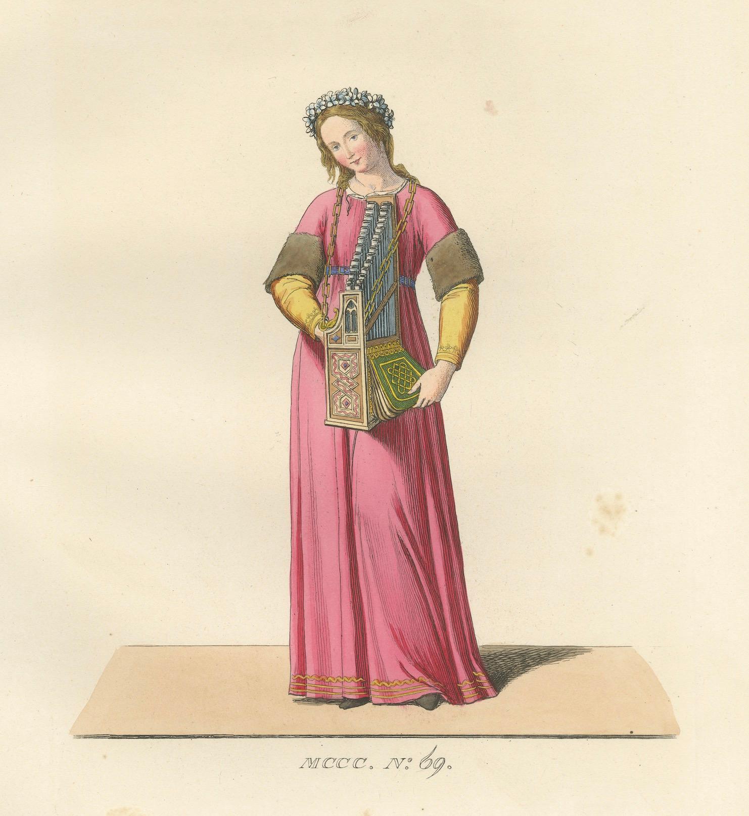19th Century Servant, Dominican Nun and Young Lady in Traditional Italian Dress - 1845 Print For Sale
