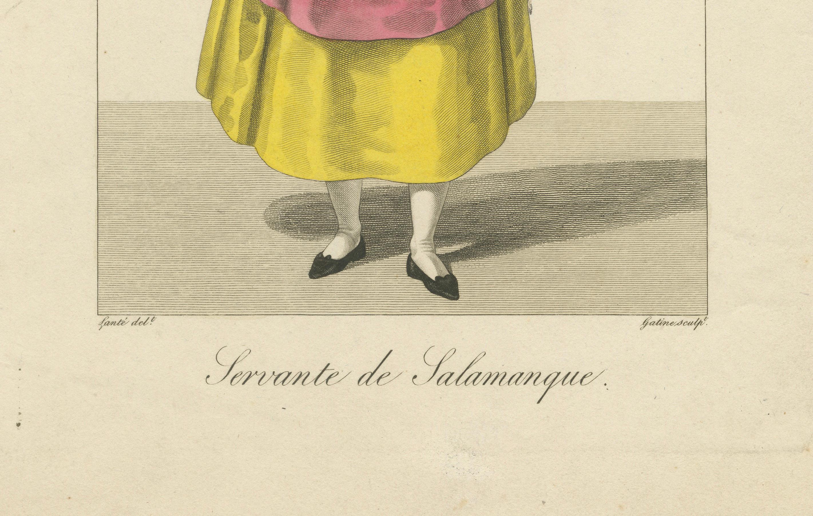 Diener aus Salamanca - Handkolorierter Kupferstich, um 1820 (Graviert) im Angebot