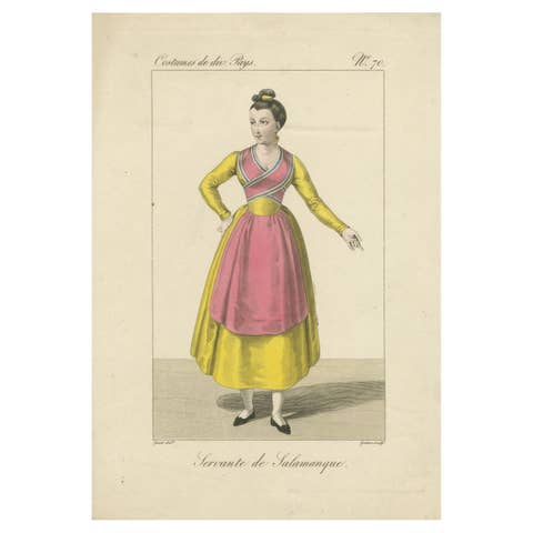 Servant from Salamanca – Hand-Colored Engraving, c.1820