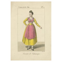 Servant from Salamanca – Hand-Colored Engraving, c.1820