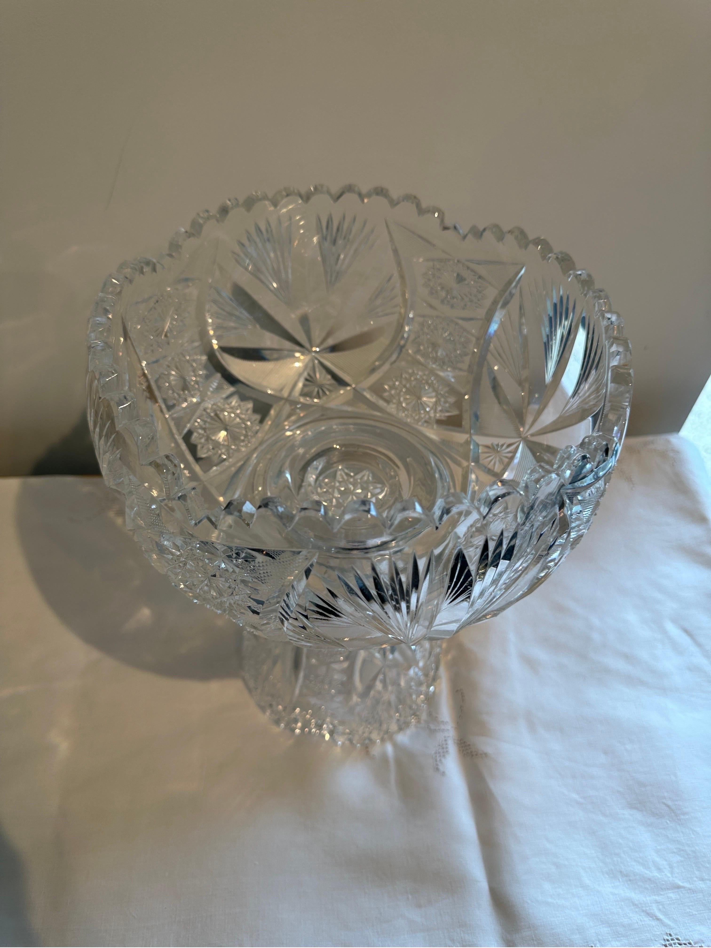 Serve bowl and vase crystal glass around 1900-1920 For Sale 12