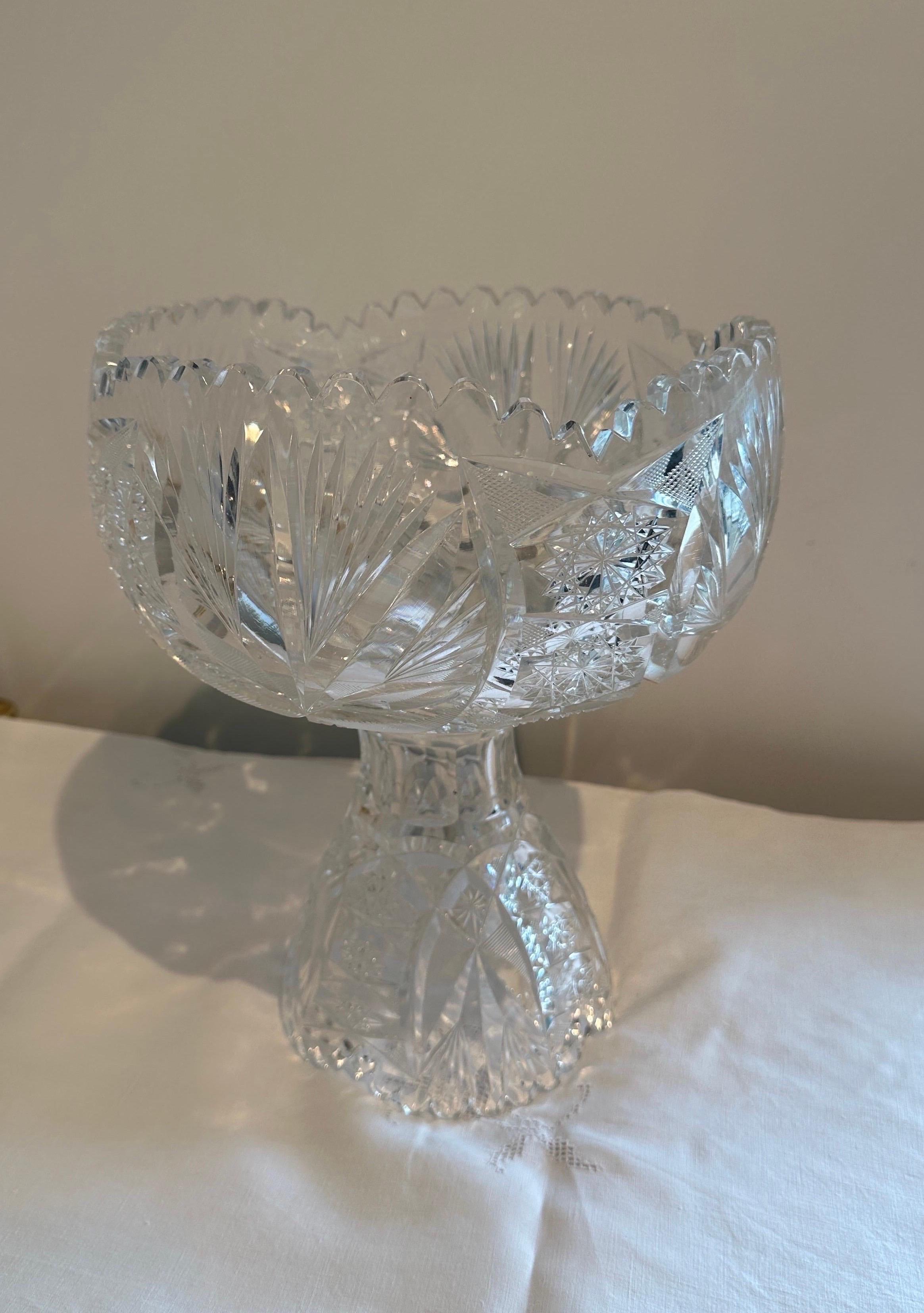 Servierschale und Vasen aus Kristallglas um 1900-1920 im Angebot 1