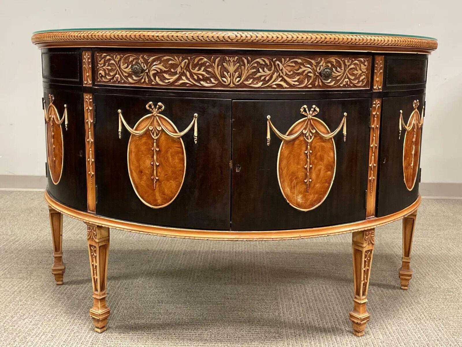 Other Server, Demilune, Neo Classical Poly-Chrome and Mahogany, French Influence!! For Sale