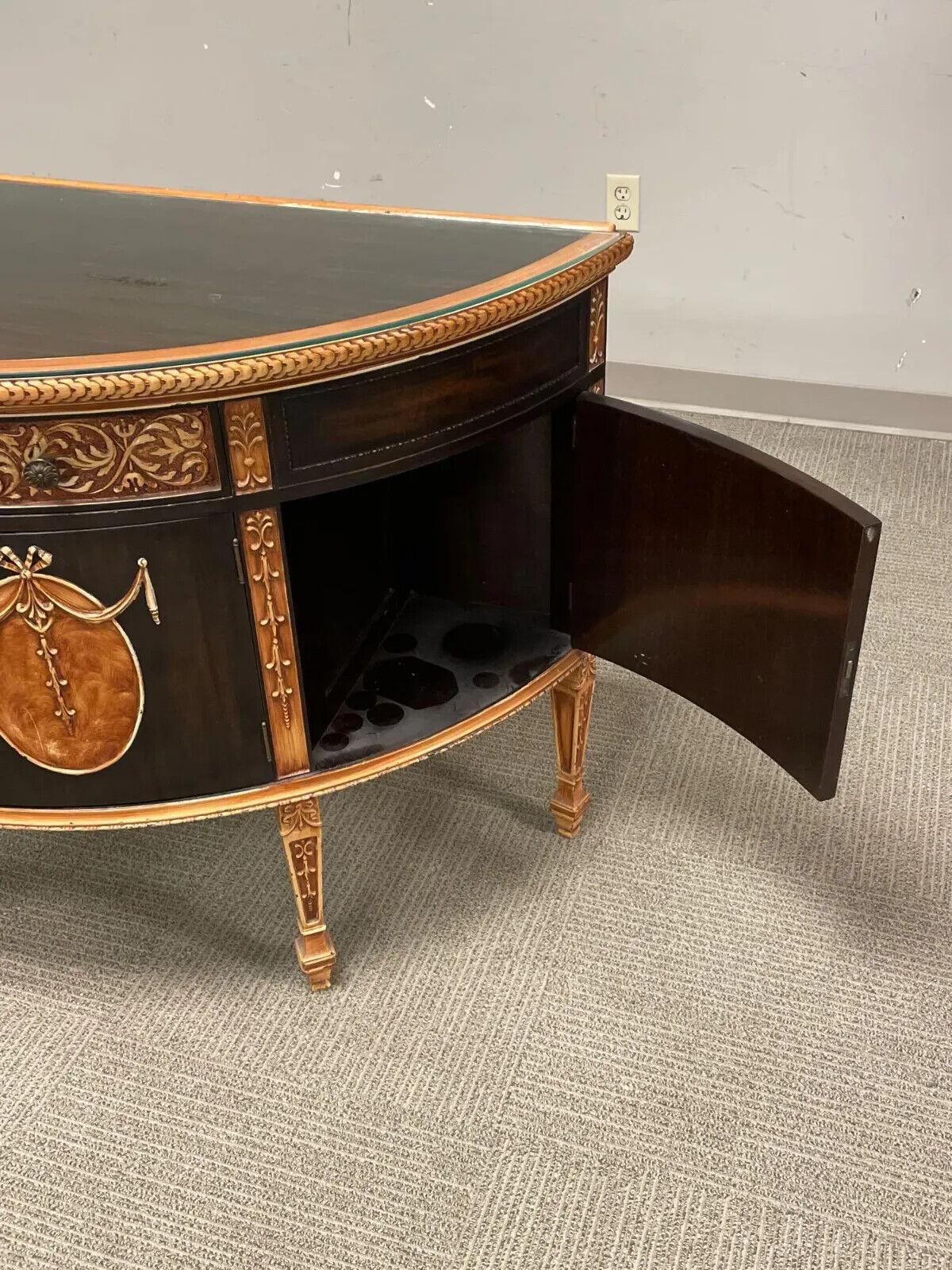 Server, Demilune, Neo Classical Poly-Chrome and Mahogany, French Influence!! For Sale 2