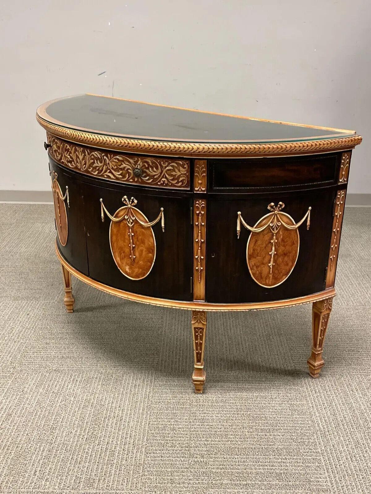 Server, Demilune, Neo Classical Poly-Chrome and Mahogany, French Influence!! For Sale 4