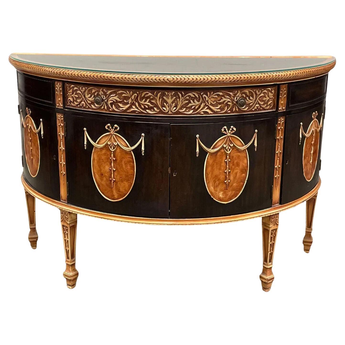Server, Demilune, Neo Classical Poly-Chrome and Mahogany, French Influence!! For Sale