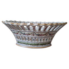 Serves France Reticulated Hand Painted Porcelain Basket