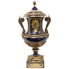Serves Porcelain and Bronze Mounted Large Lidded Urn