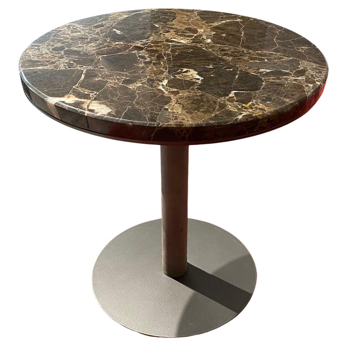 Daniel servetto, marble top, leather-covered leg, metal base For Sale