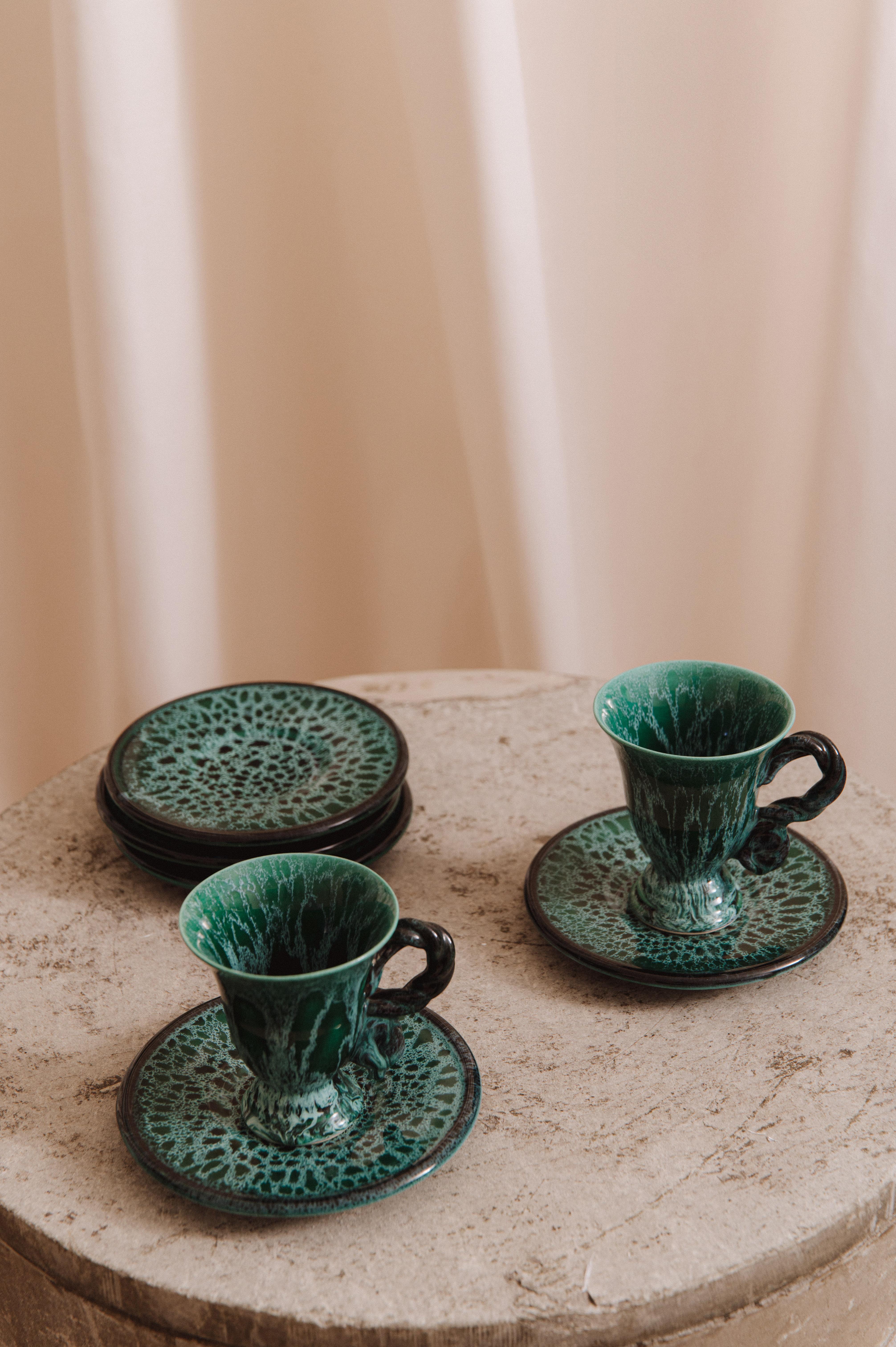 French Coffee service in ceramic by Marius Giuge, Vallauris, 1960 For Sale