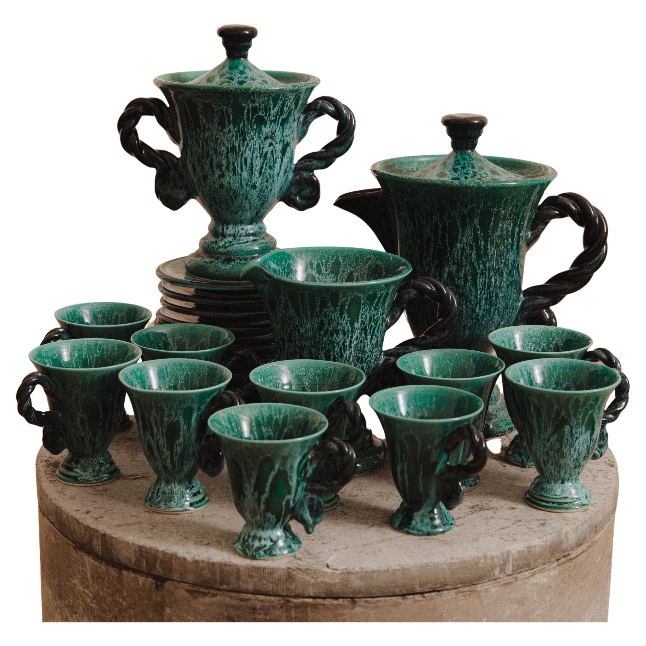 Servicio de café en cerámica de Marius Giuge, Vallauris, 1960
