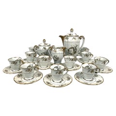 Service à café en porcelaine de Limoges Bonhomme vers 1960