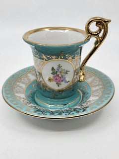 Service à café  Kahla GDR en porcelaine décor à l'or fin (12 pièces)