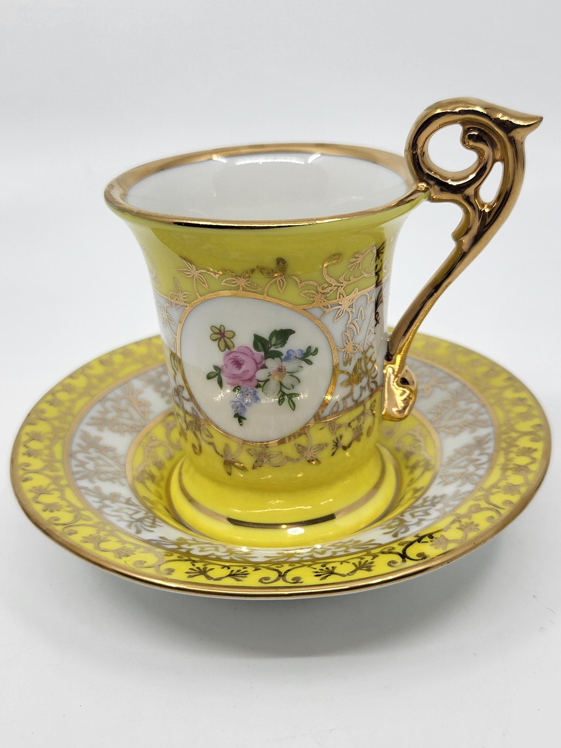Baroque Service à café  Kahla GDR en porcelaine décor à l'or fin (12 pièces) en vente