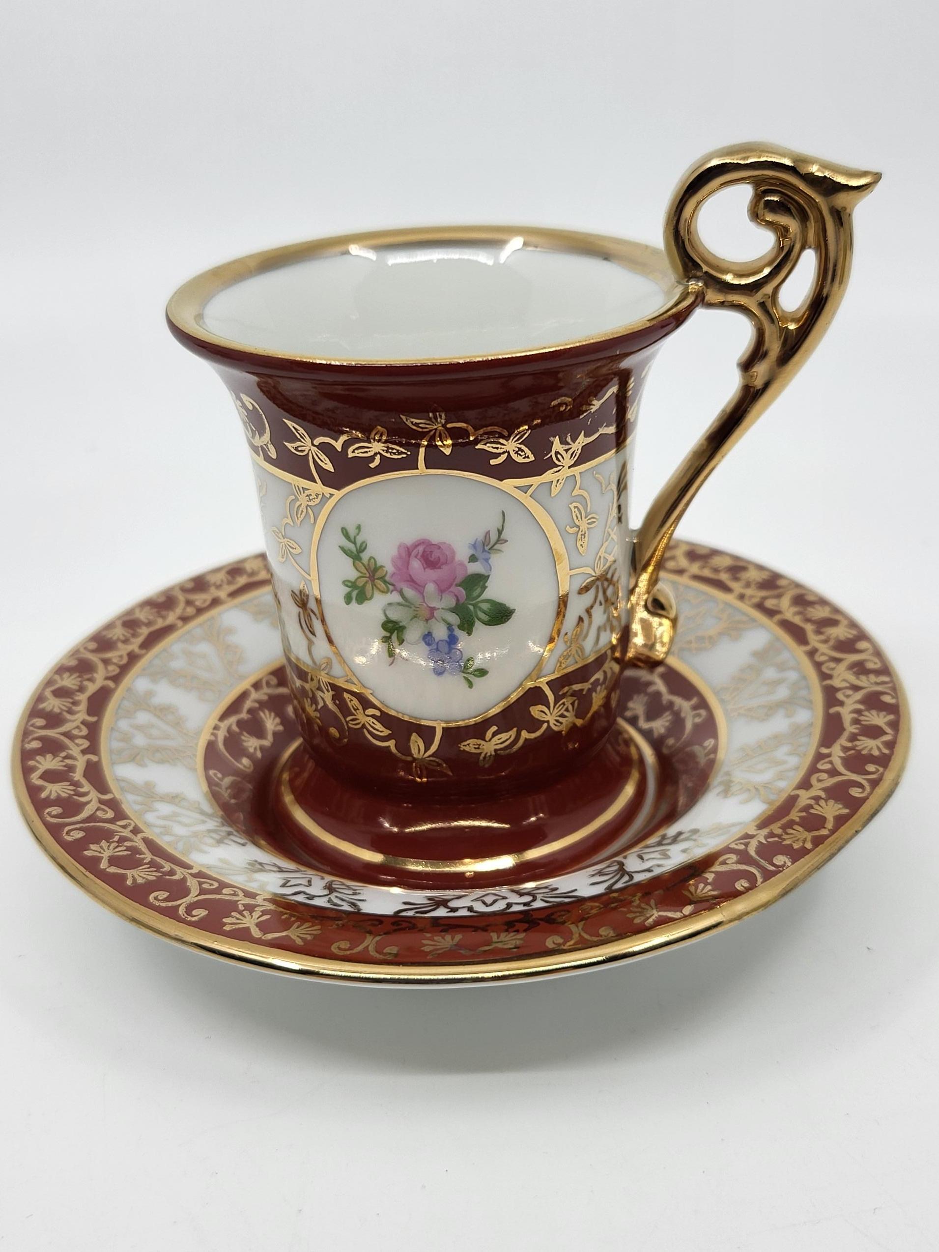 Allemand Service à café  Kahla GDR en porcelaine décor à l'or fin (12 pièces) en vente
