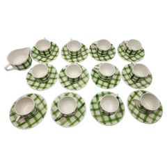 Service à café Moulin des Loups Orchies "Nappe Verte" faïence France 1960 (25 p)