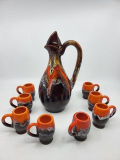 Service à café Vallauris en céramique Francaise Côte-d'Azur Circa 1960 (set 9)