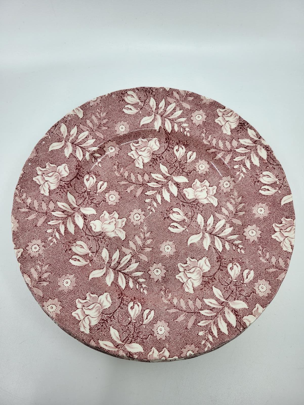 Émaillé Service assiettes Grindley of Stoke Royal Tudor Velvet en faïence Rose England en vente