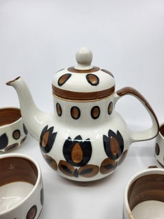 Service à thé Boch la Louvière série "Kimono" en faïence Belgique 1970 Lot de 9p